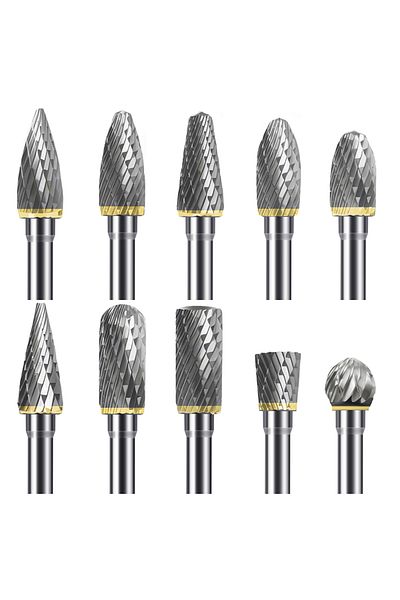 Choice Double Cut Carbide Burr Set 10pcs 1/8" Shank Double Cut Tungsten Carbide Rotary Burrs Set With Dreme