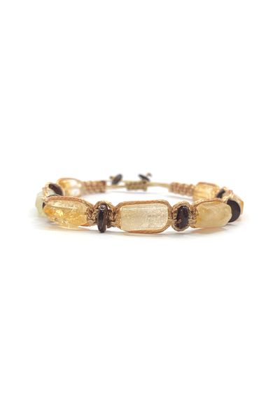 OSMANLI DOĞAL TAŞ Genuine Original Citrine Hematite - String Bracelet (Cornered Macrame Model) Certified
