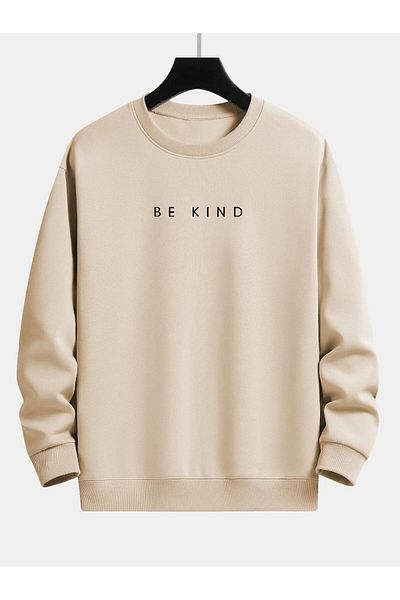 KUAS Unisex Women/Men Be Kind Oversize Crew Neck 3 Thread Cotton Sweatshirt