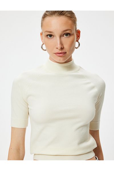 Koton Knitwear Sweater - Stand Collar, Short Sleeve