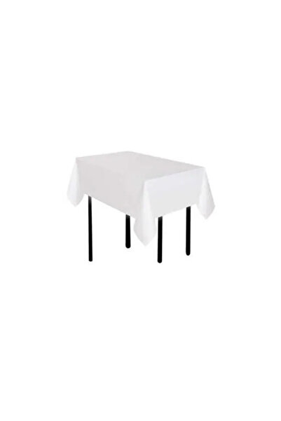 Partifabrik Beyaz Renk Plastik Masa Örtüsü Kullanat 120cm-180cm