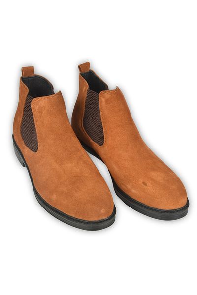 DeepSEA Men's Tan Suede Leather Orthopedic Sole Chelsea Boots with Elastic Sides 2509938