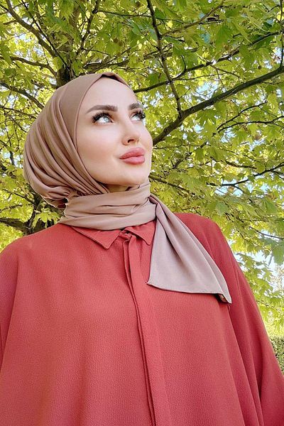 SAYRA Light Caramel Lycra Women's Shawl - Ready Snap Shawl Syr008