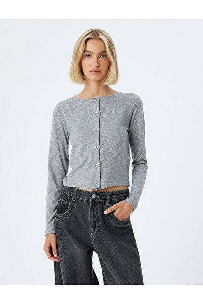 Koton Rundhalsausschnitt und KnopfSlimFit Cardigan - Langarm