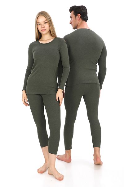 SAUNA SUIT Set termic unisex din bumbac de iarnă - Lenjerie de corp caldă, care nu arde și jambiere
