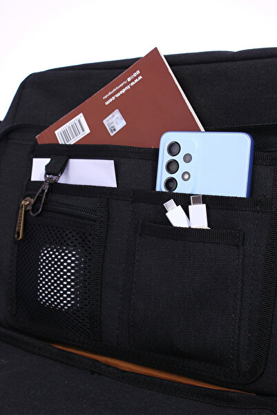 Fiyaka GK61 KANVAS POSTACI ÇANTASI ÇOK BÖLMELİ ÜNİVERSİTE OMUZ ÇANTA MACBOOK TABLET ÇANTA SİYAH