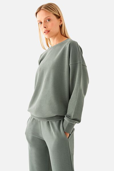Superstacy Nina Cotton Basic Khaki Sweatshirt