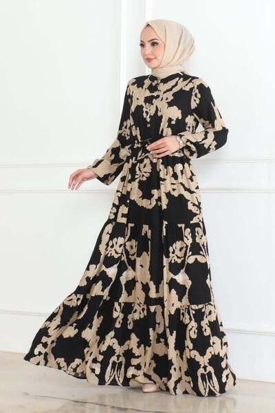 SGS Μαύρο φόρεμα Hijab με σχέδιο Mina