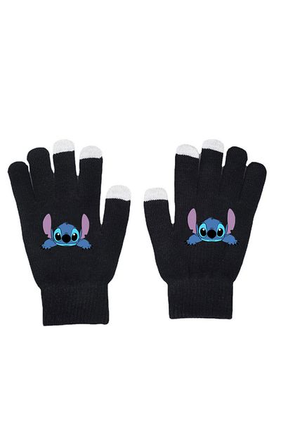 Choice 03 Stitch Knitted Gloves Student Autumn Winter Windproof Warm Gloves Cartoon Printing Casual Touchab