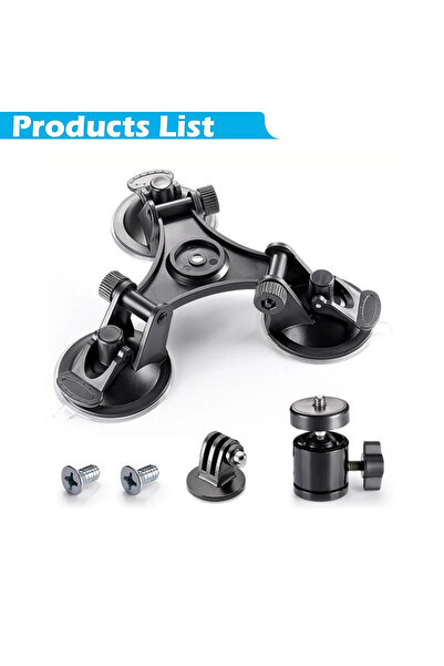 Choice حامل ثلاثي الزوايا للسيارة مزود بكوب شفط، متوافق مع كاميرات GoPro Hero...