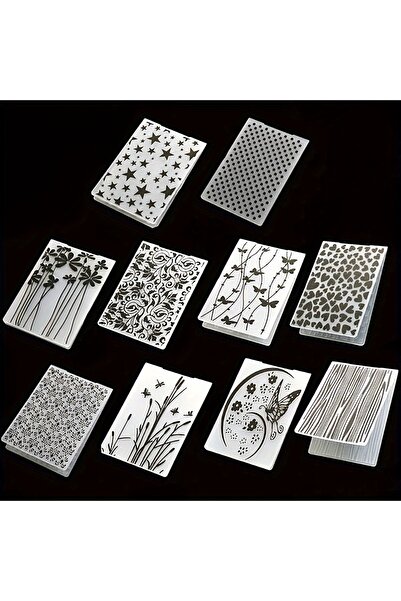 Choice مجلد بلاستيكي أسود منقوش مكون من 10 قطع، قالب استنسل، قالب ختم، قالب و...