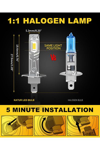 Choice H1 6000K White Katur 2Pcs H1 LED Bulbs Error Free Car Headlight for Renault Captur Duster VW Ford Fi