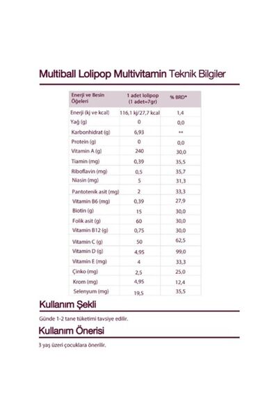 Multiball Zero Şekersiz Lolıpop Multivitamin