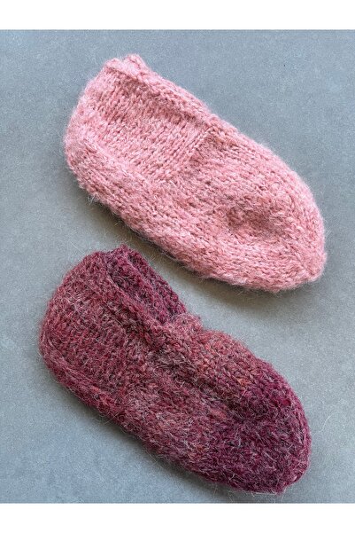 MESKSTORE 2’li el örgüsü patik / çeyiz patik / kadın patik / el yapımı kalın dokulu patik /