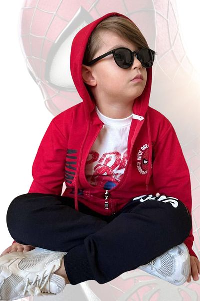SPIDERMAN Boy's 3-Piece Hooded Spiderman Top and Bottom Set - 2 Thread