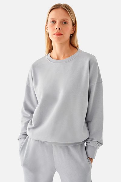 Superstacy Nina Cotton Basic Gray Sweatshirt