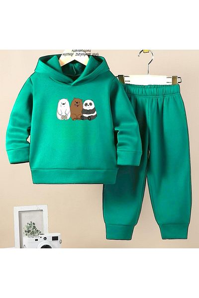 BENROMA Children's Tracksuit Set 3 Bears Printed Unisex Oversize Fit