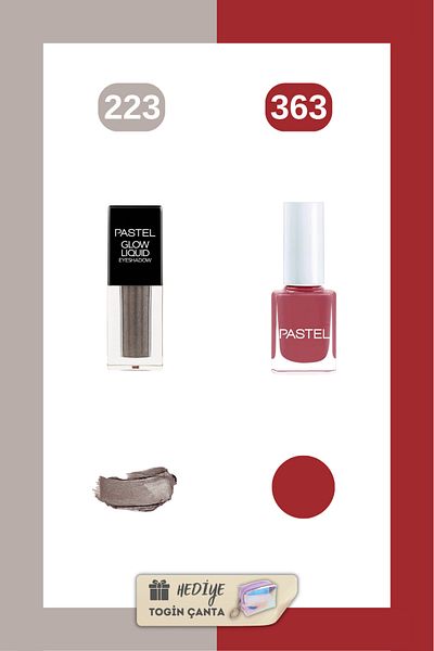 Pastel Glow Liquid Eyeshadow 223 + Nail Polish 363 + Togin Bag Gift - Mix Set