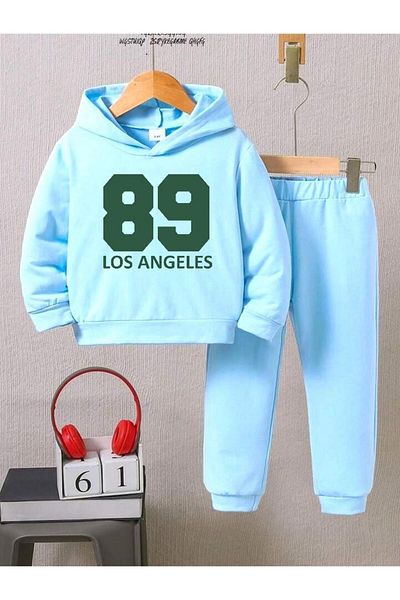 BENROMA Set de trening pentru copii supradimensionat unisex cu imprimeu Los Angeles 89