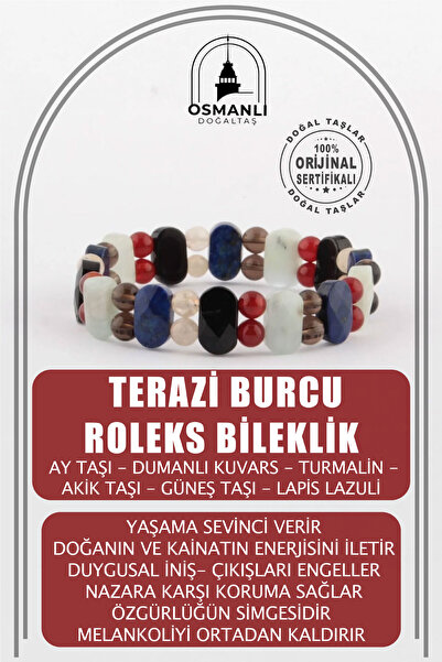 OSMANLI DOĞAL TAŞ سوار رولكس من الحجر الطبيعي المعتمد من برج الميزان B012