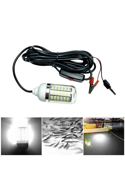 Choice مصباح صيد السمك LED أبيض 12 فولت 100 وات IP68، مصباح تحديد الأسماك 108 مصابيح LED 2835SMD يجذب الروبيان مربع