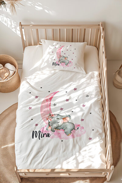 Lilabio %100 Pamuk Isme Özel Isimli Montessori Yatak Nevresim Takımı (100X200...