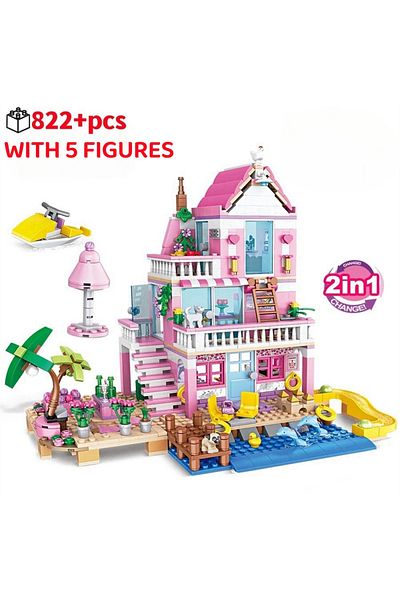 yaafun 822pcs Friends City House Summer Holiday Seaside Villa Apartment Building Blocks Bricks Street View