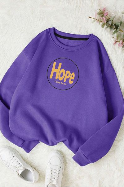 Moda Glo Βαμβακερό φούτερ Unisex Hope Printed Crew Neck