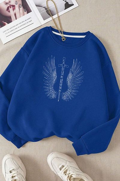 Moda Glo Βαμβακερό φούτερ Unisex Wonderful Wing Crew Neck