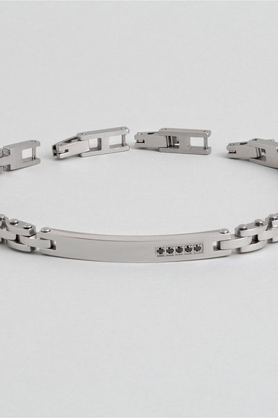 So CHIC... Black Stone 21 cm Steel Men's Bracelet