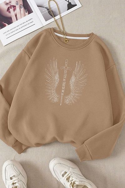 Moda Glo Βαμβακερό φούτερ Unisex Wonderful Wing Crew Neck
