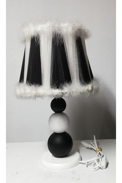 TEKAY AYDINLATMA Black Wooden Leg Bedroom Living Room Lampshade
