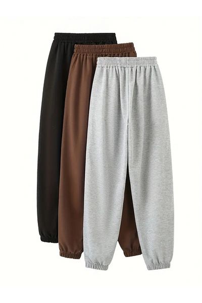 QUEENSTOWN Unisex μονόχρωμο καφέ/μαύρο/γκρι 3 τεμάχια μεγάλου μεγέθους φούτερ