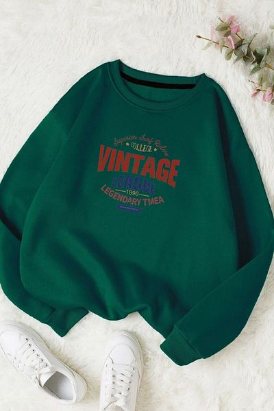 Moda Glo Unisex Vintage βαμβακερό φούτερ με λαιμόκοψη