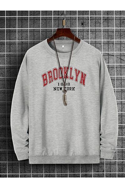Moda Glo Φούτερ Unisex Grey Brooklyn με στάμπα
