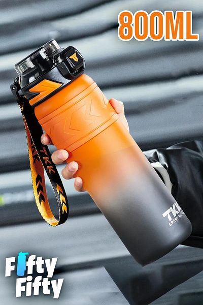 Vagonlife Tkk 800 ml - Double Color Softtouch Tritan Water Bottle with Straw, Bpa Free and Carrying Strap