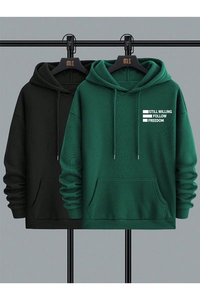 Moda Glo Still Freedom 2 Pack Oversize Hooded Sweatshirt - Printed