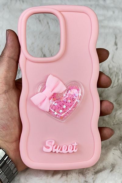 Vip Case حافظة سويتي مموجة لامعة ومزخرفة بشريط قلب ملون متوافق مع هاتف Xiaomi Redmi 12 4G