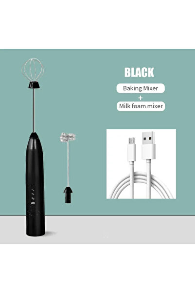 Choice1 خفاقة بيض كهربائية قابلة لإعادة الشحن عبر USB 2 في 1 باللون الأسود، خ...