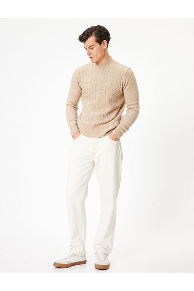 Koton Strickpullover mit Stehkragen – langärmliges Basic-Modell