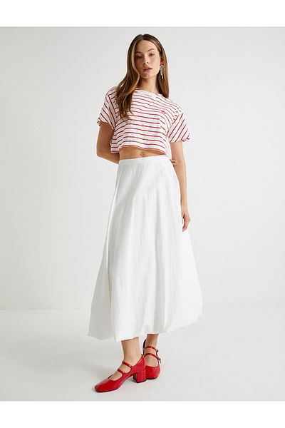 Koton Tuba Unusal - Cherry Printed Cotton Crop T-Shirt, Short Sleeve, Crew Neck