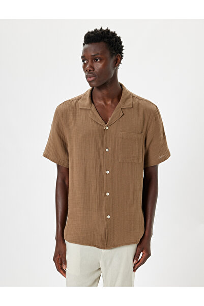 Koton Rövid ujjú pamut ing - texturált zsebrészlet