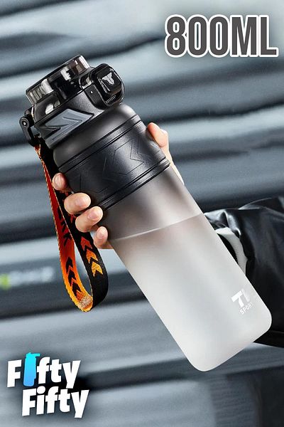 Vagonlife Tkk 800 ml - Double Color Softtouch Tritan Water Bottle with Straw, Bpa Free and Carrying Strap