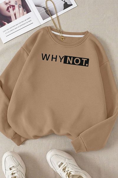 Moda Glo Βαμβακερό φούτερ Unisex Why Not Printed Crew Neck