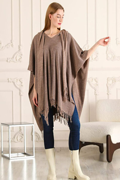 Cockatoo Women's Stylish Designed Poncho with Scarf Detail