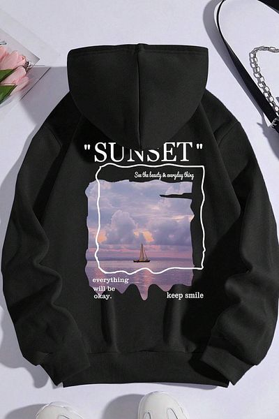 Moda Glo Hanorac unisex cu imprimeu Sunset