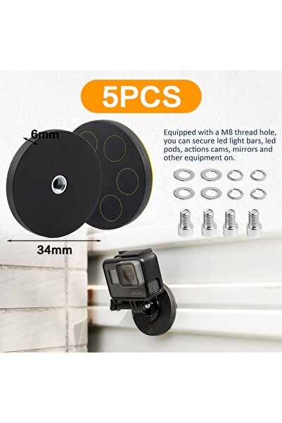 Choice STP34-5pcs P34 Coated Magnets with M4 Female Thread, Magnet Base Anti-Slip Heavy Duty Mounting Magn