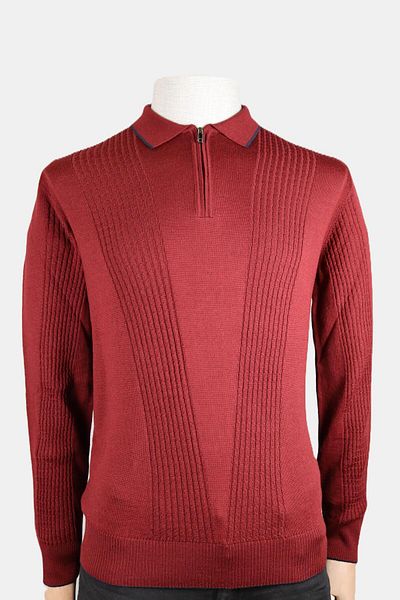 Nehir 244100607   Claret Red Polo Collar Zippered River