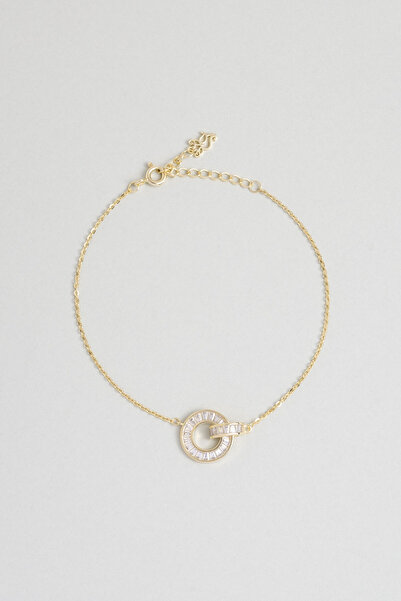 So CHIC... Baget Kesim 18 Ayar Sarı Altın Kaplama 20 Cm Gümüş Bileklik