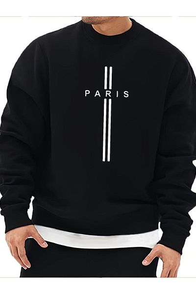 Moda Glo Hanorac unisex cu dungi Paris Written